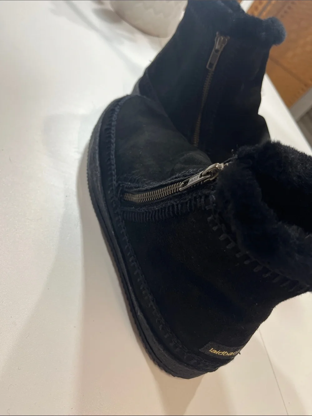 Setsu Crochet Ankle Boot Black Suede